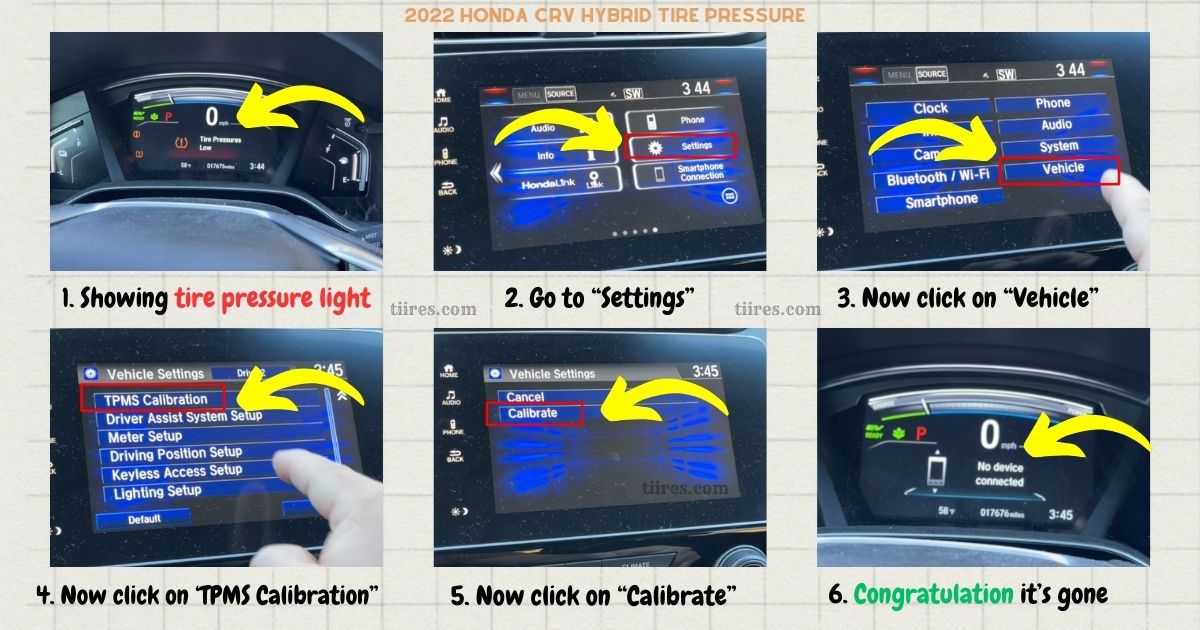 How to Reset Tire Pressure Light Honda CRV - Tiires